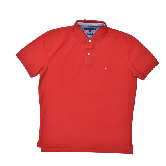 Tommy Hilfiger Regular Fit Men's Polo Shirt Red Size XL Short Sleeve - Picture 1 of 8